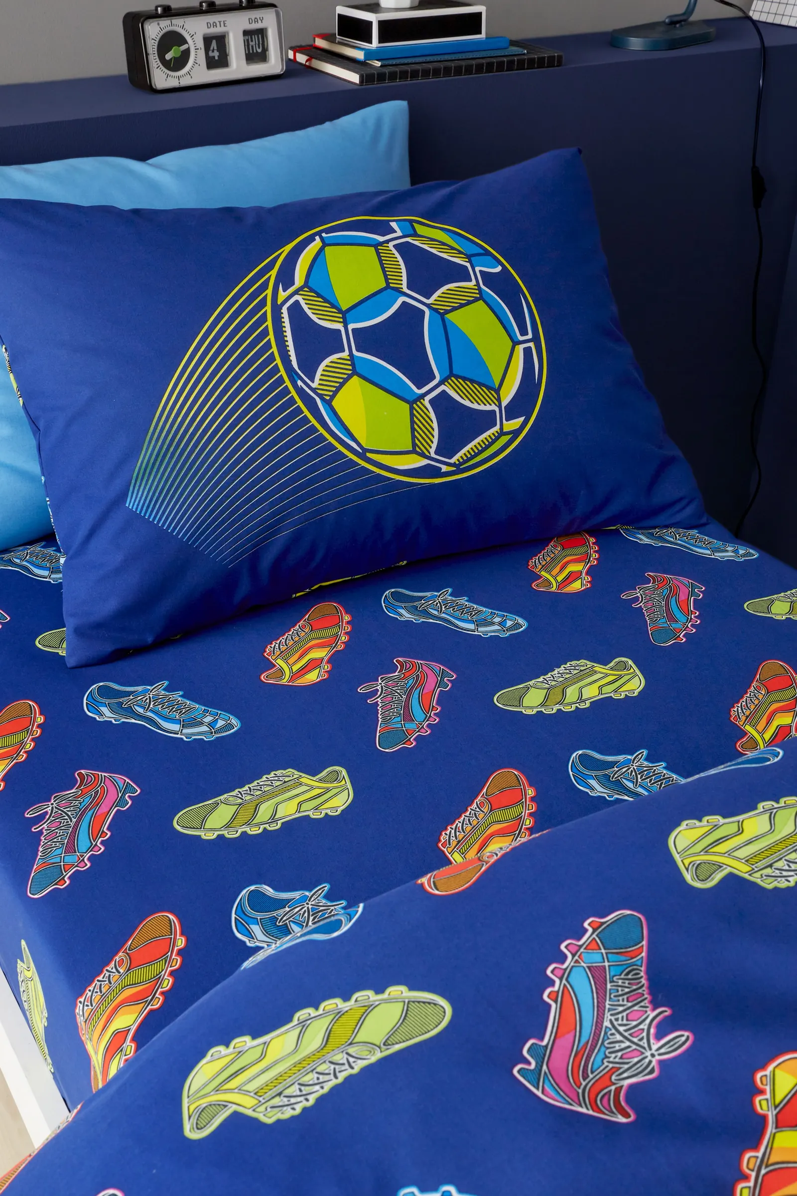 Catherine Lansfield 'Bright Football' Fitted Sheet in Navy 1