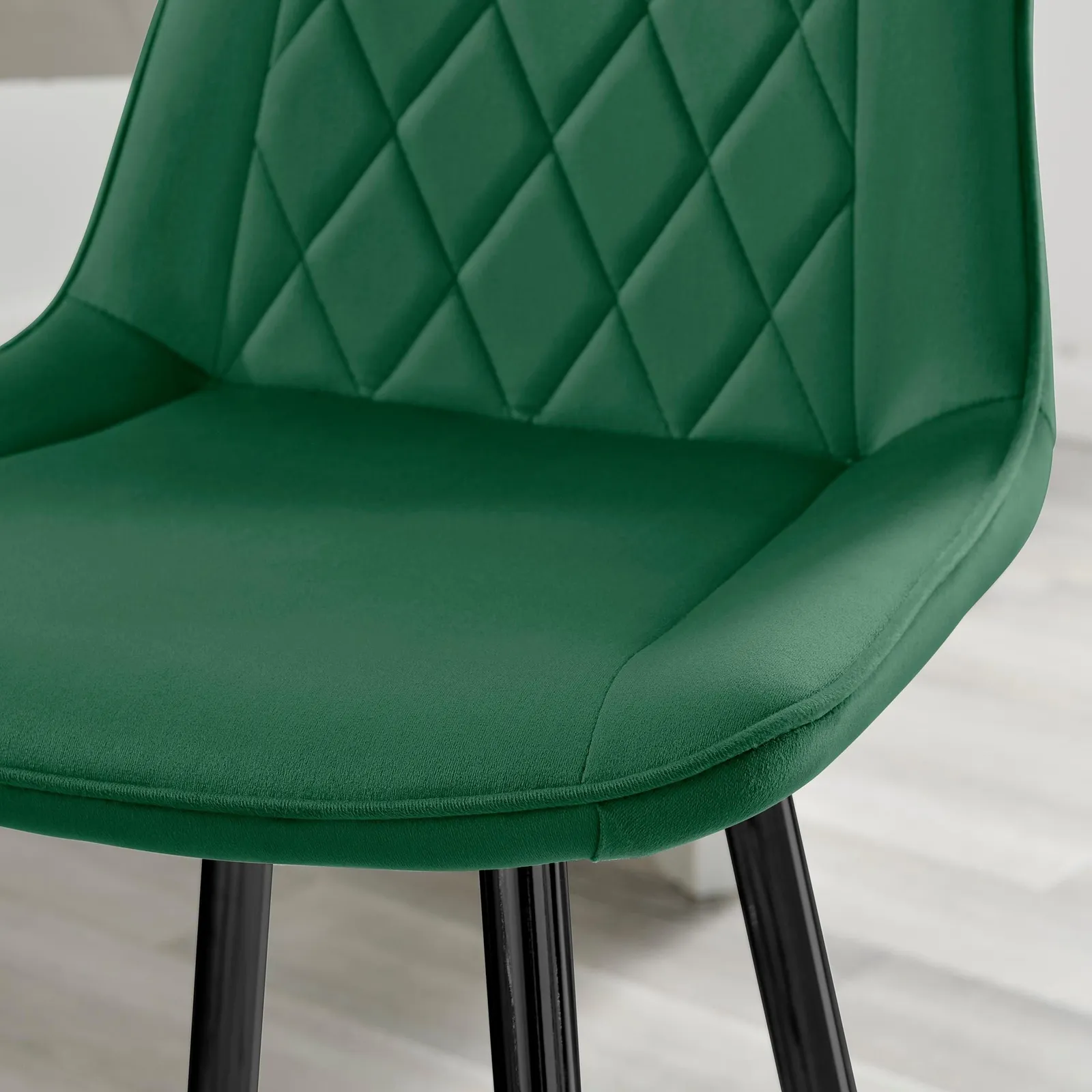 FurnitureboxUK Pesaro Set of 2 Velvet Black Legs Counter Stools in Green 3
