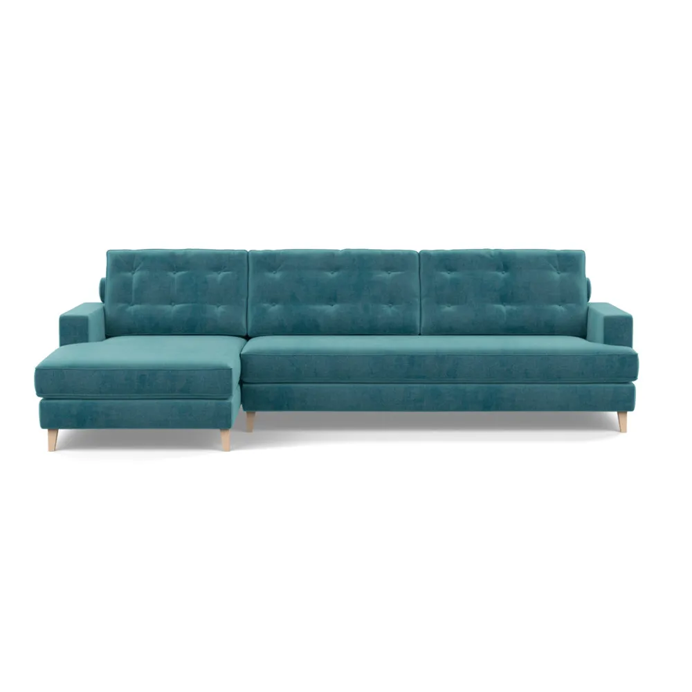 Heal's Mistral Left Hand Facing Corner Sofa Smart Luxe Velvet Airforce Blue