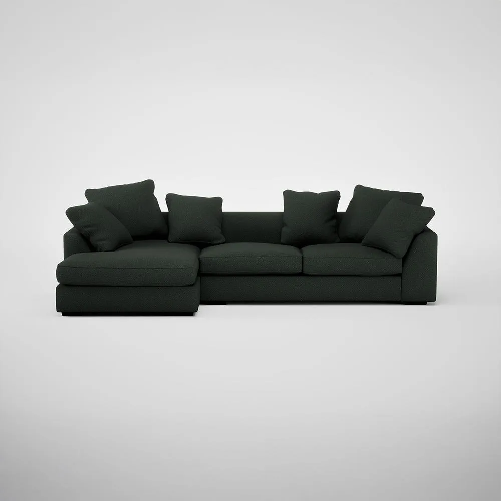 Heal's Cumulus Left Hand Facing Corner Sofa Boucle Fern Black Feet 1