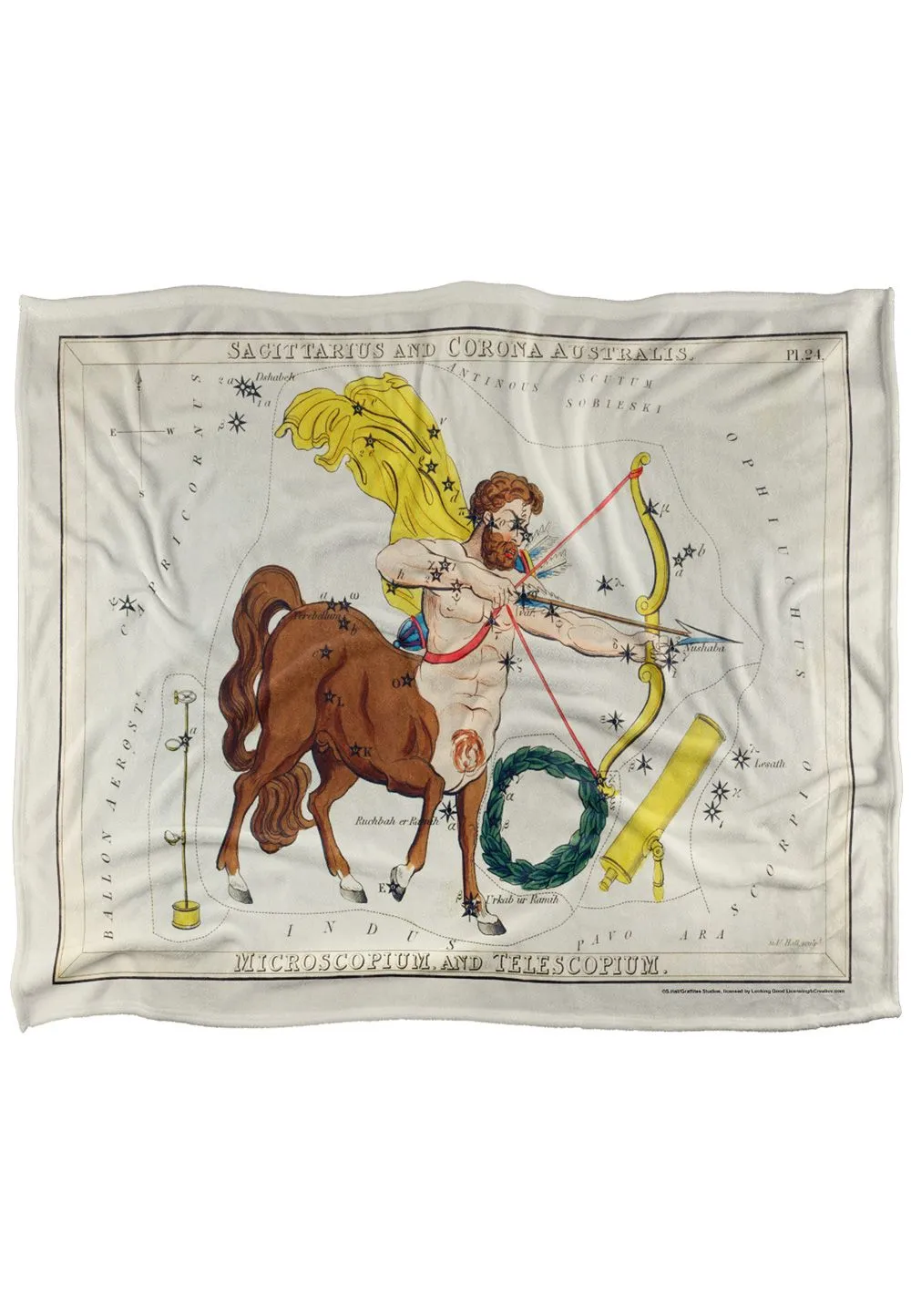 Graffitee Studios Vintage Sagittarius Zodiac Silky Touch Super Soft Throw Blanket 152 X 127 cm in White