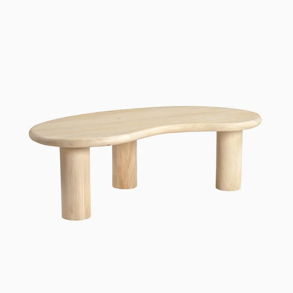 FurnitureboxUK Elda Pebble White Oak Wood Coffee Table in Light Brown 3