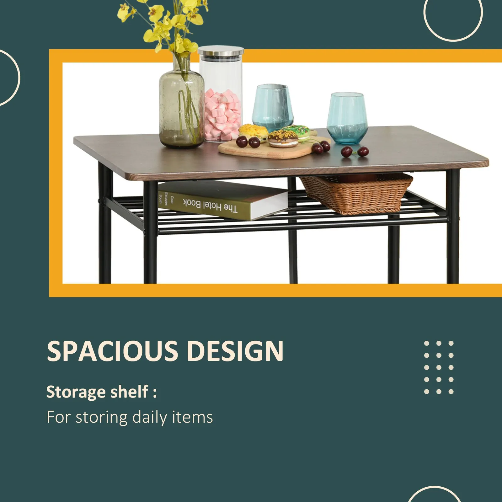 HOMCOM 3-Piece Dining Set with 2 Matching Chairs & 1 Table in Black 6