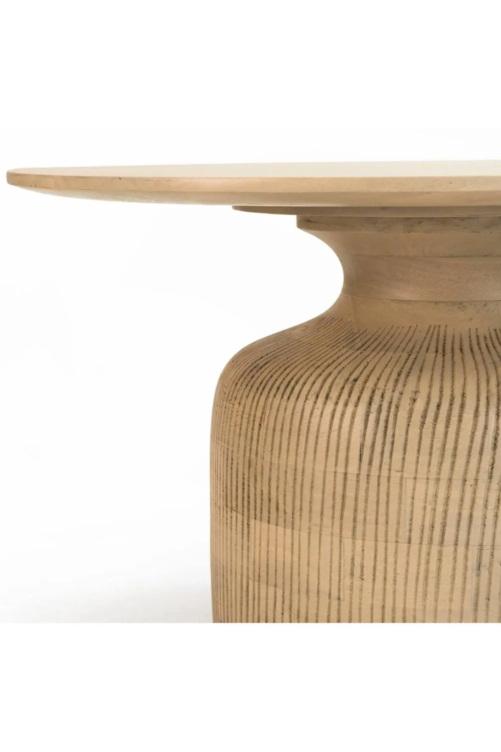 IH Design Tickhill Nordic Mango Wood Round Coffee Table in Light Sand 3