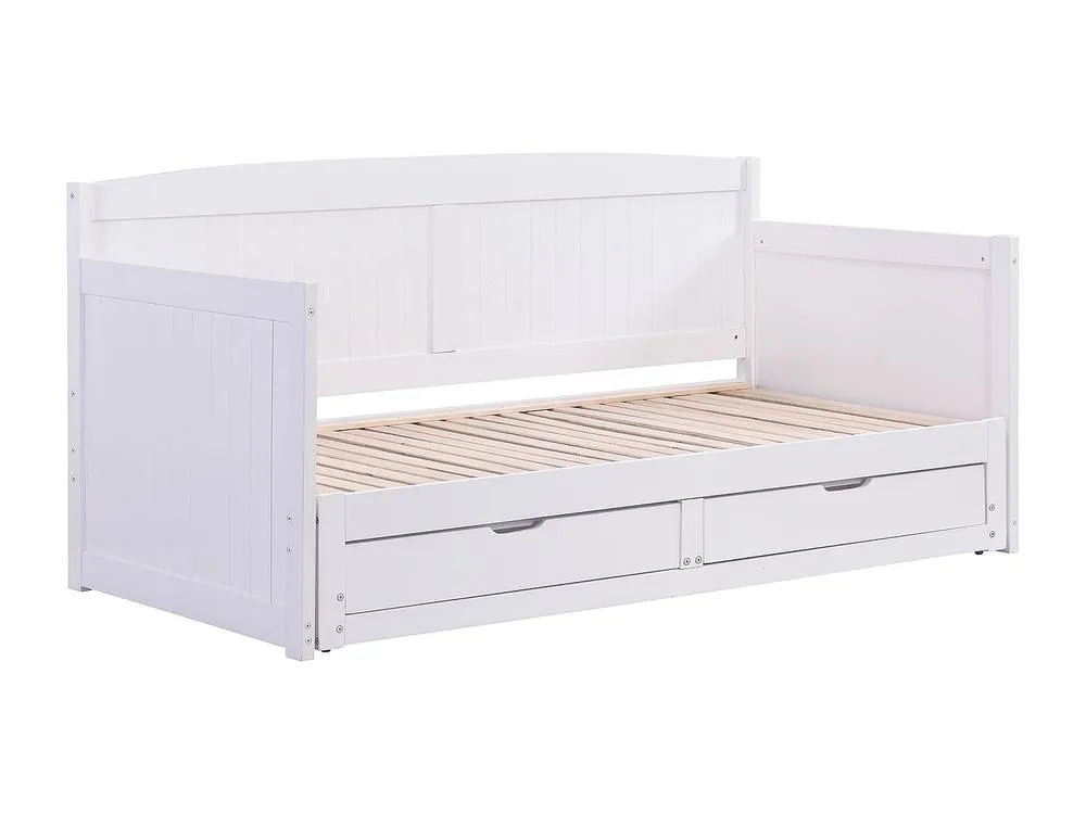 Vente-unique Day Bed With Trundle 90 X 190 Or 180 X 190 Cm - With Slatted Base and in White 5