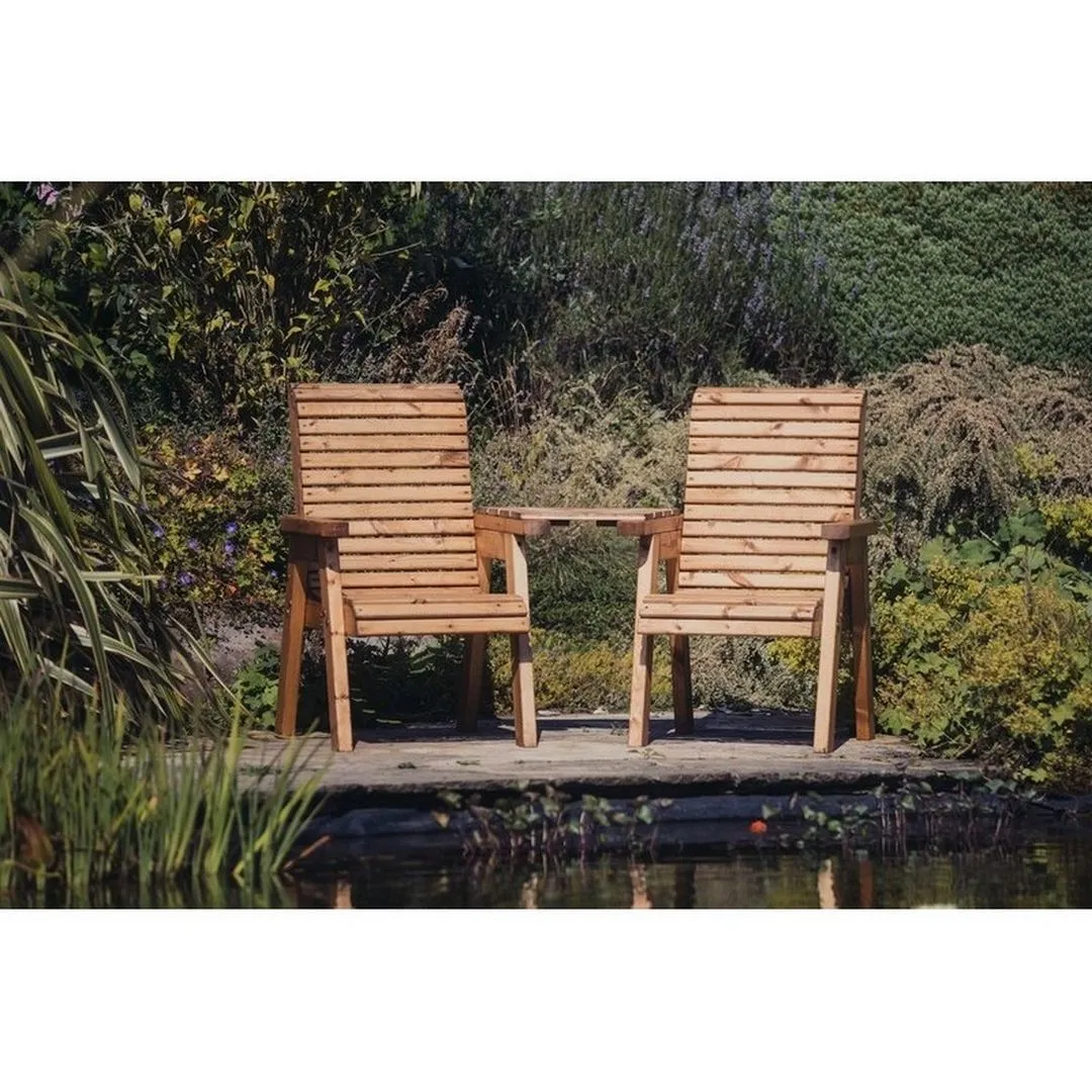 Churnet Valley Garden Furniture Ltd Valley Love Seat Angled - Timber - Flat Pack - Partially Assembled in Brown 3