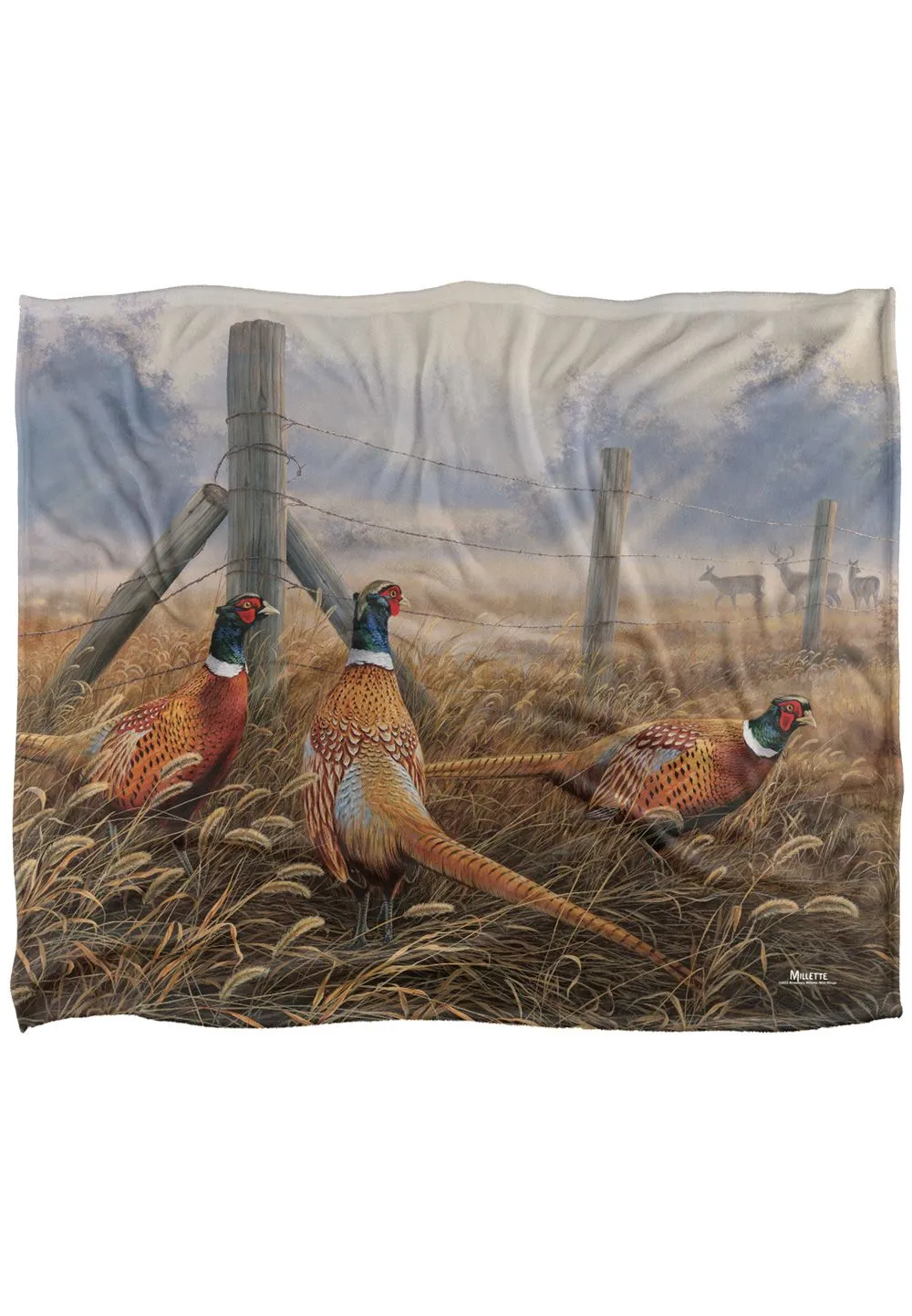 Wild Wings Pleasant Pheasants Silky Touch Super Soft Throw Blanket 152 X 127 cm in White