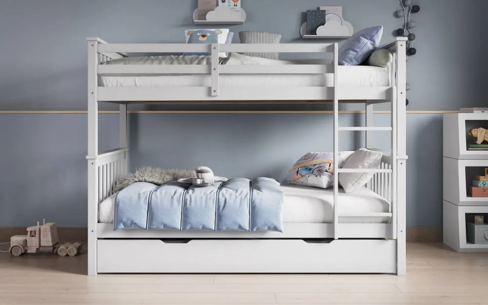 Flair Zoom Wooden Detachable Bunk Bed with Trundle in White 5