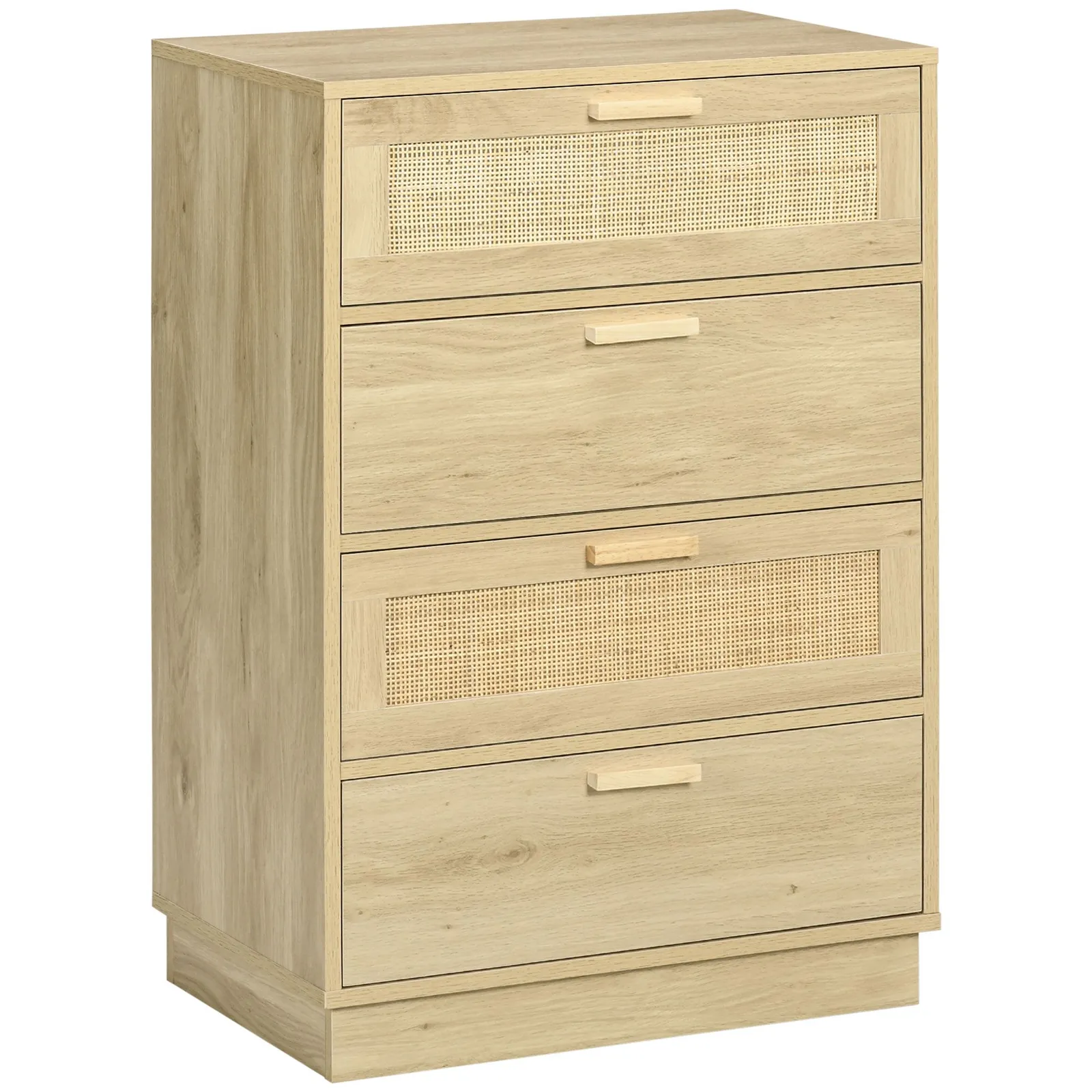 HOMCOM 4 Drawer Dresser, Boho Chest of Drawers Storage Cabinet, Natural 2