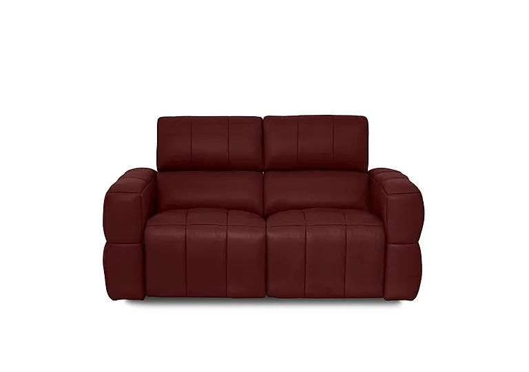 Cube Leather 2 Seater Power Recliner Sofa with Power Headrests - Montana Ruby