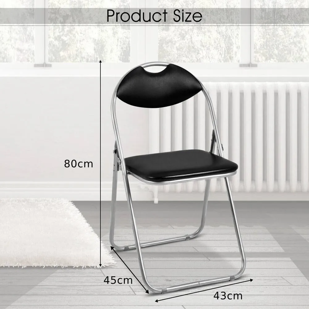 Costway 6 Pack Folding Chair Commercial Grade Metal Guest Chair w/ Padded Seat in Black 2