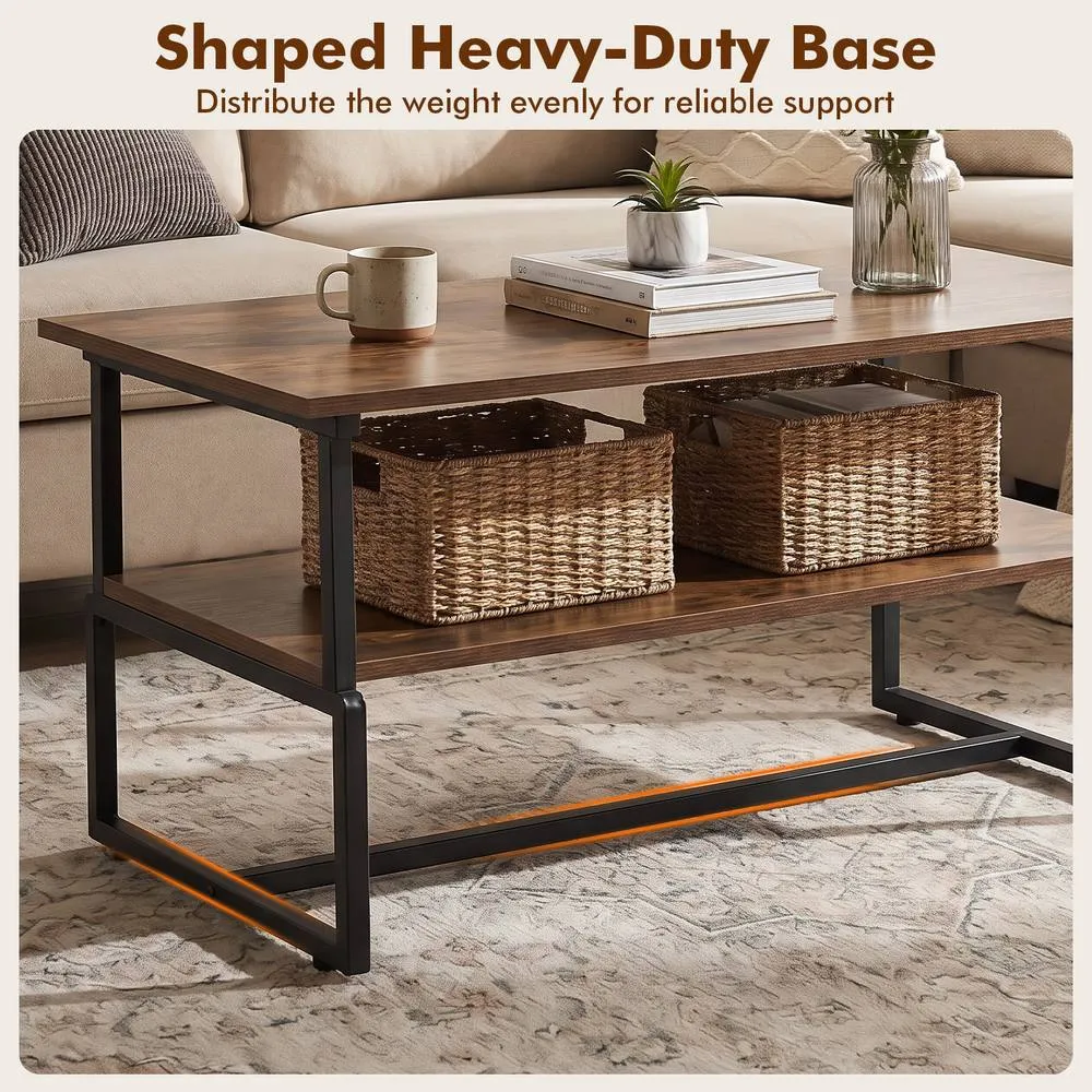 Costway 2-Tier Modern Rustic Accent Table in Brown 6