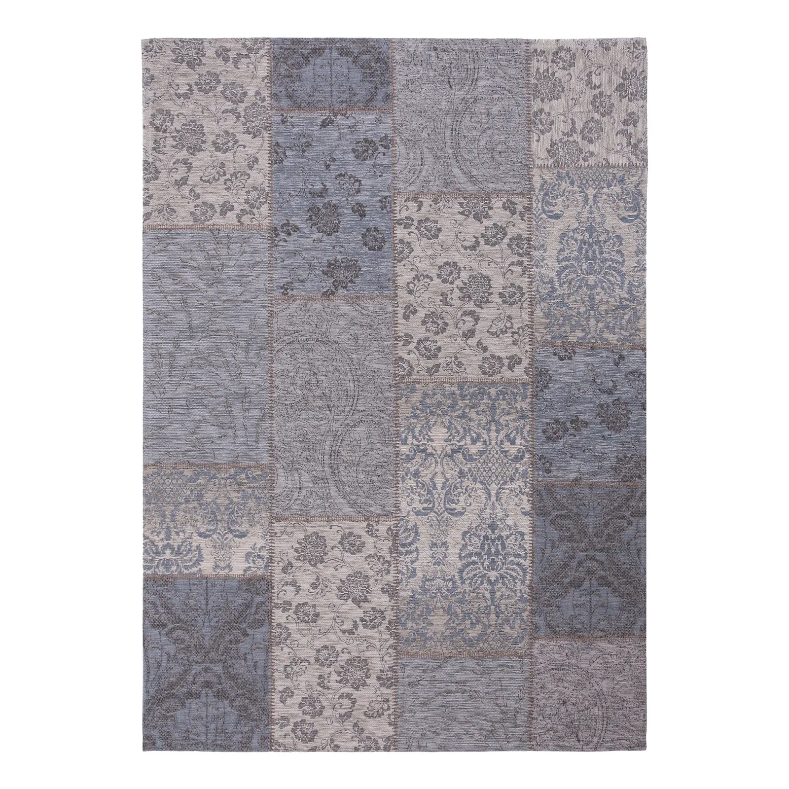 Romance Patchwork Rug Blue and Grey