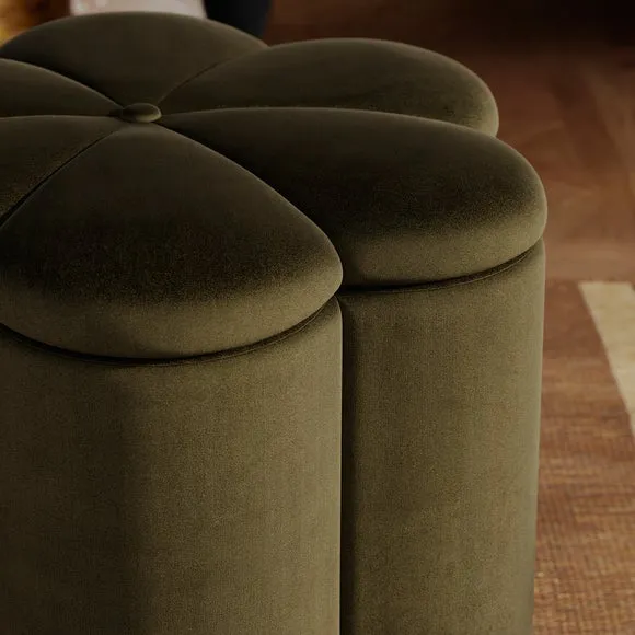 Flower Velvet Storage Footstool 4