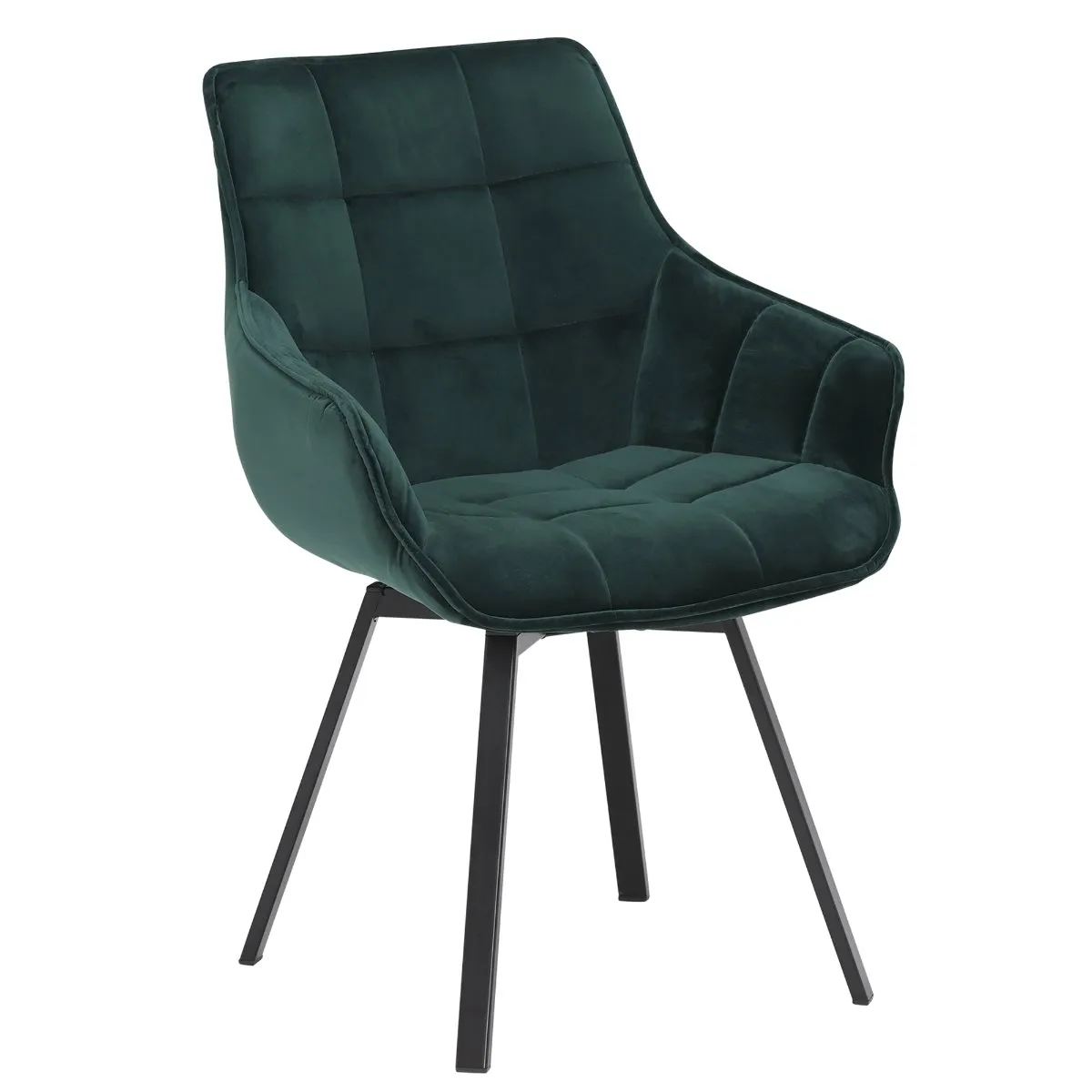 Jasper Dining Chair  - Green - Velvet - Quilted - W57 x D61 x H87cm - Barker & Stonehouse