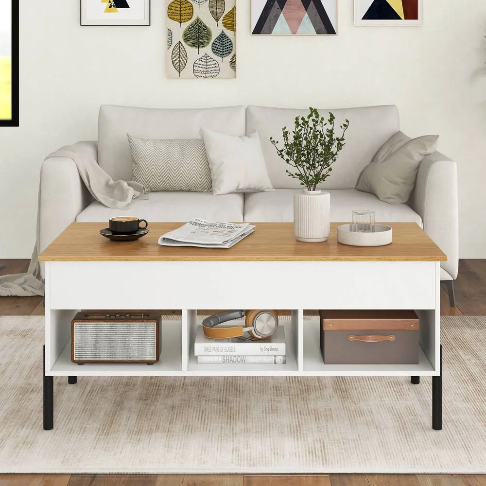 Costway Lift Top Coffee Table Central Table w/Lifting Tabletop in White