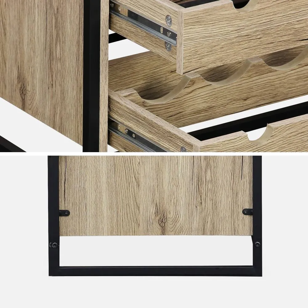sweeek 5-shelf Wine Rack With Metal & Wood-effect in Light Brown 3
