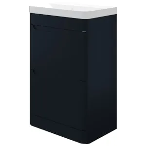 Wickes Malmo Indigo Blue Freestanding J Pull Compact Vanity Unit & Basin - 500 x 350mm
