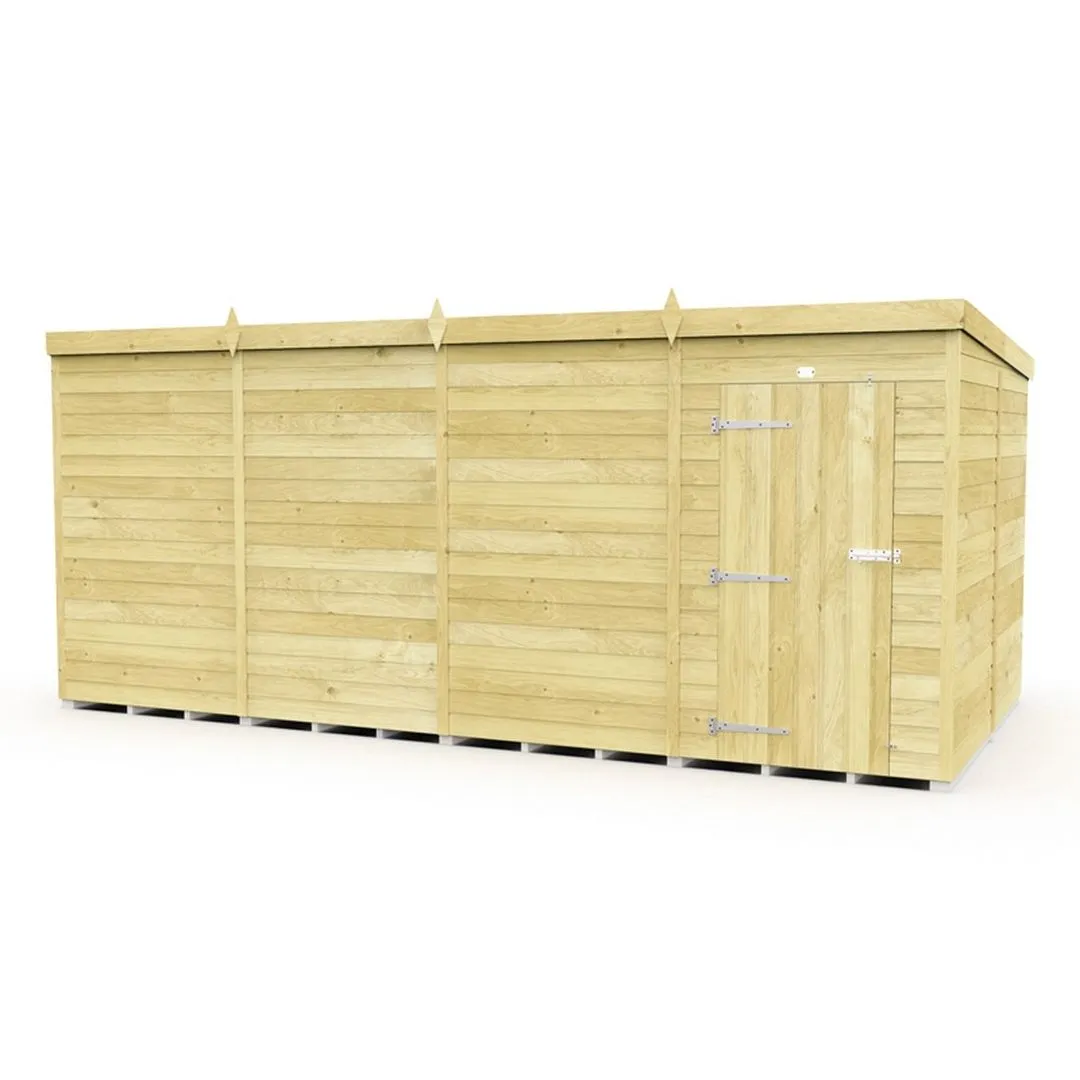 Buttercup Farm 16 x 8 Feet Pent Shed - Single Door W/O Window - L231 x W474 x H201 cm in Brown