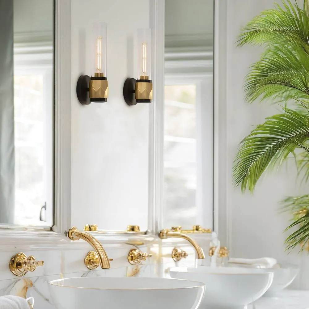 Netlighting Hinkley Ellison Bathroom Wall Lamp Black Heritage Brass IP44 1x E27 2