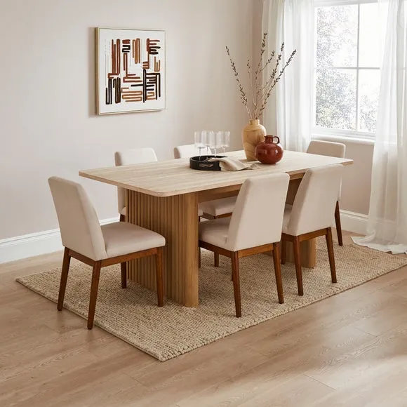 Lucin Travertine Effect 6 Seater Rectangle Dining Table
