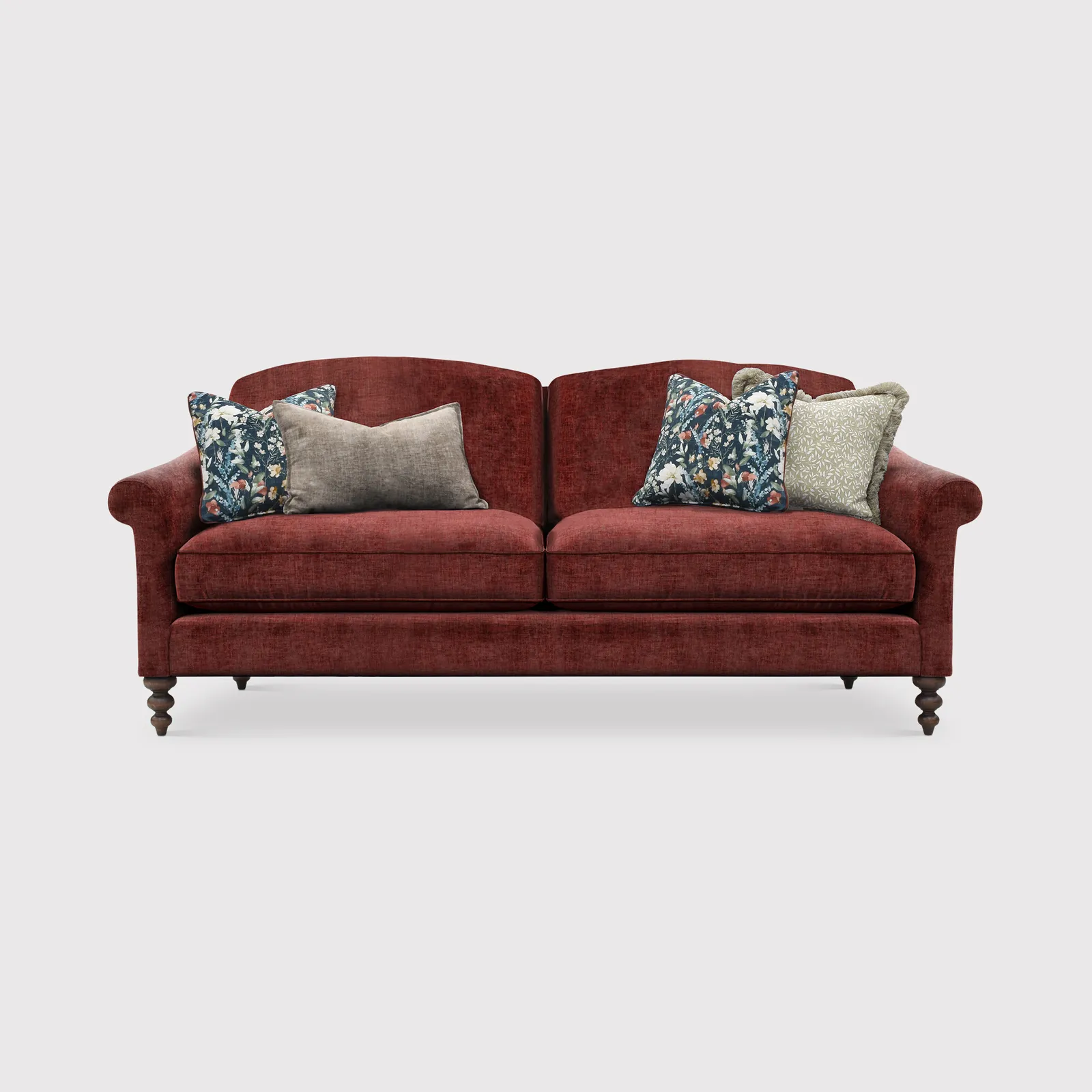 English Heritage Clover 26 Large Sofa With Pre Set Scatters, Red | Barker & Stonehouse 1