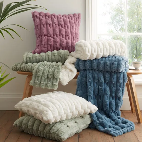 Bianca Carved Faux Fur Square Cushion 5