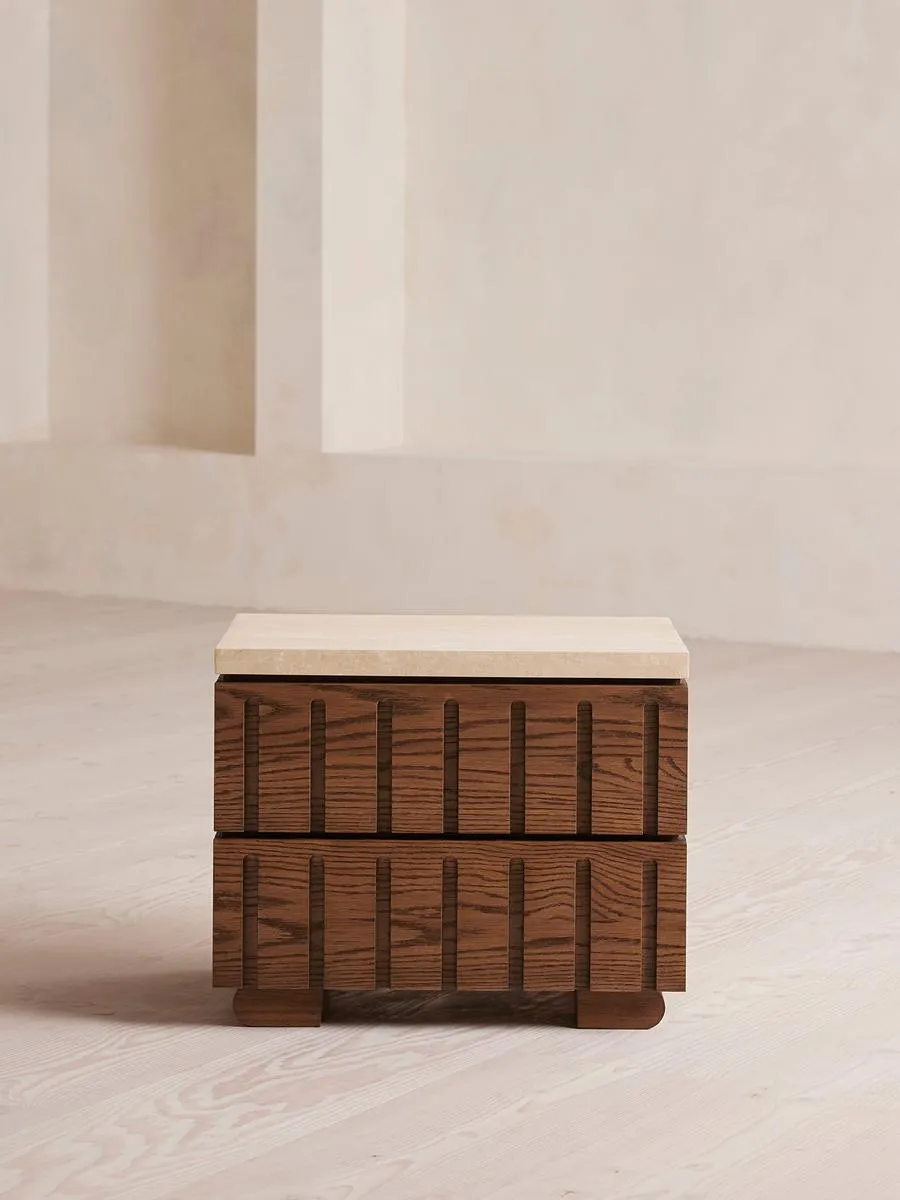 Athens Bedside Table, Travertine