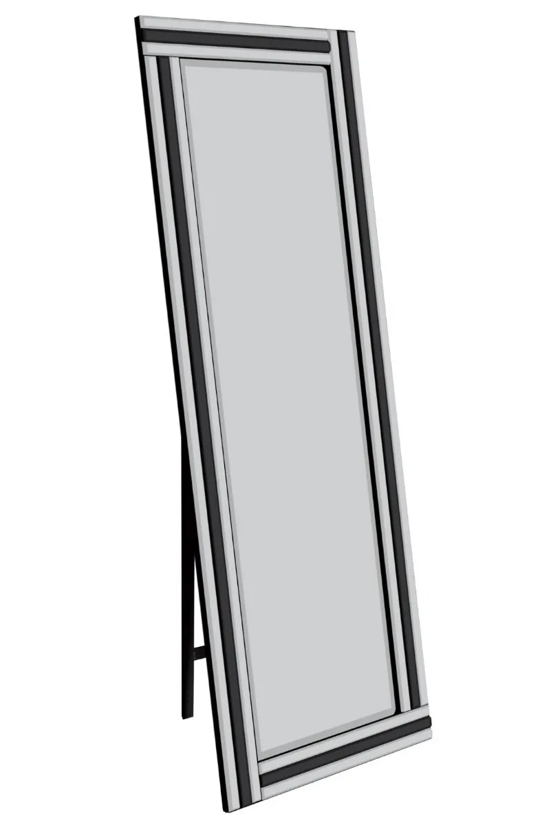 MirrorOutlet Black & Mirror Triple Bevel Cheval Dress Mirror 170cm x 58cm 3