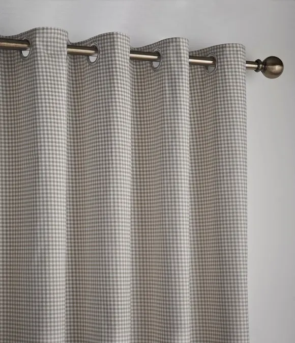 Sydney Gingham Polycotton Blackout Eyelet Curtains