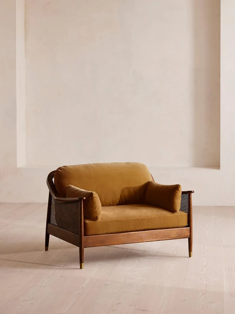 Atlanta Loveseat, Velvet, Mustard