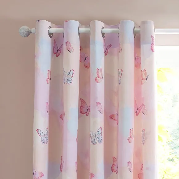 Catherine Lansfield Ombre Butterflies Eyelet Curtains