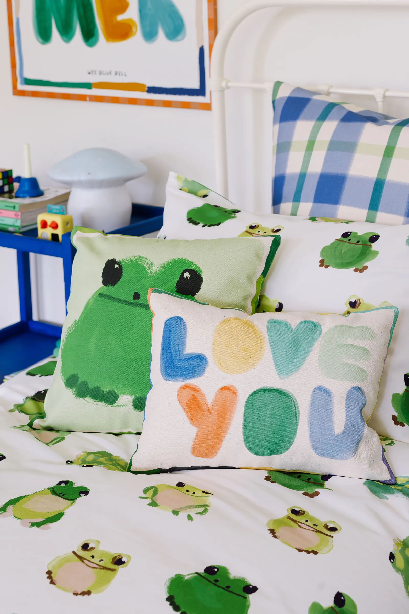 Wee Blue Bell 'Ribbit ' Duvet Cover Set in Green