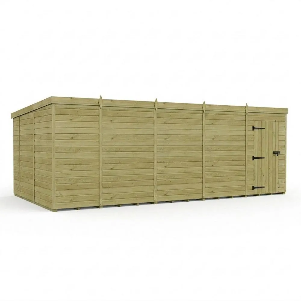Buttercup Farm 19ft x 10ft Pent Garden Shed Single Door No Windows - Timber in Brown