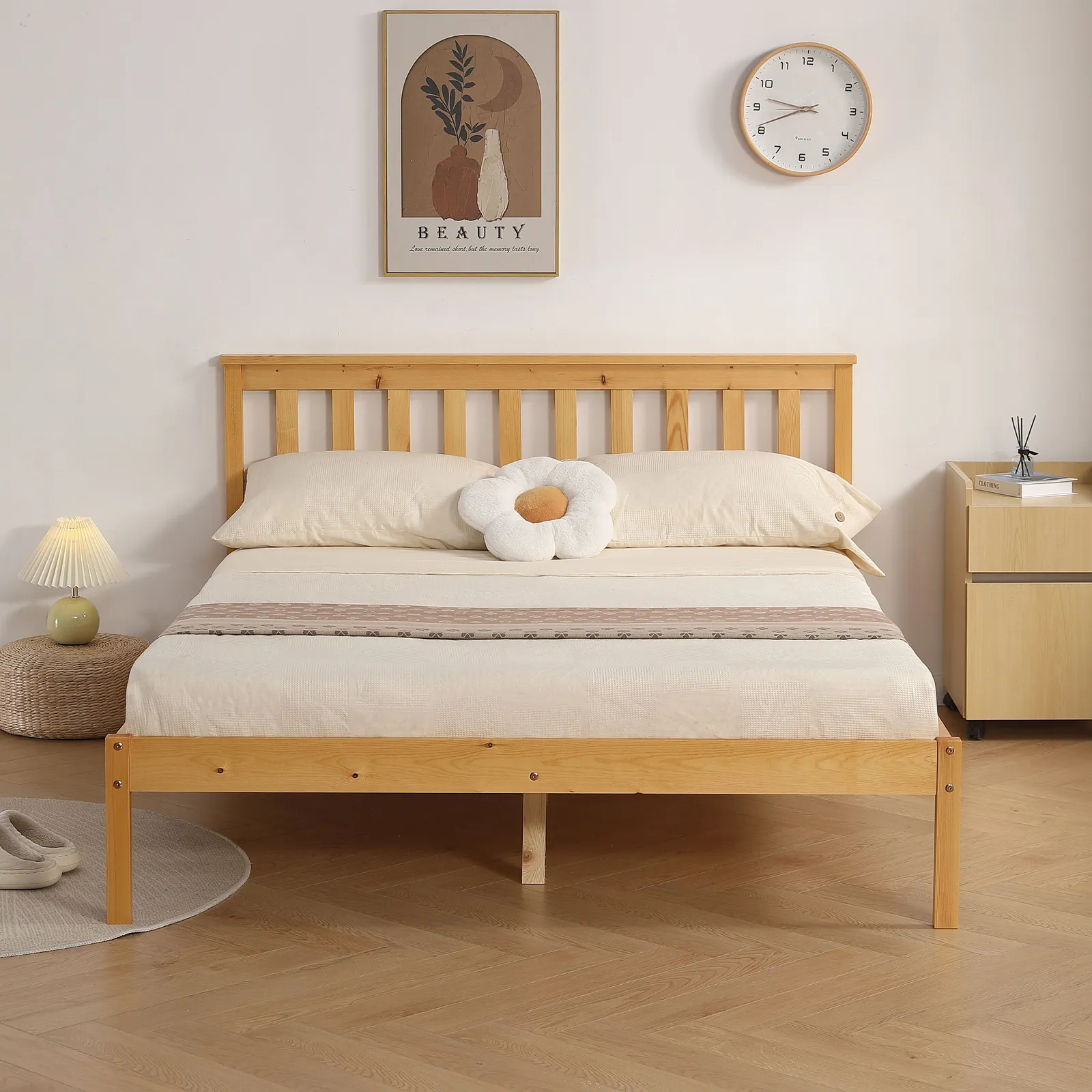 Comfy Living Ltd Low Footend Wooden Bed Frame in Light Brown 4