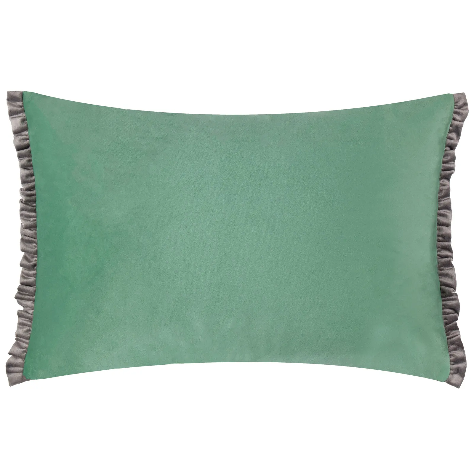 Wylder Tilly Velvet Frill Reversible Cushion in Light Green 2