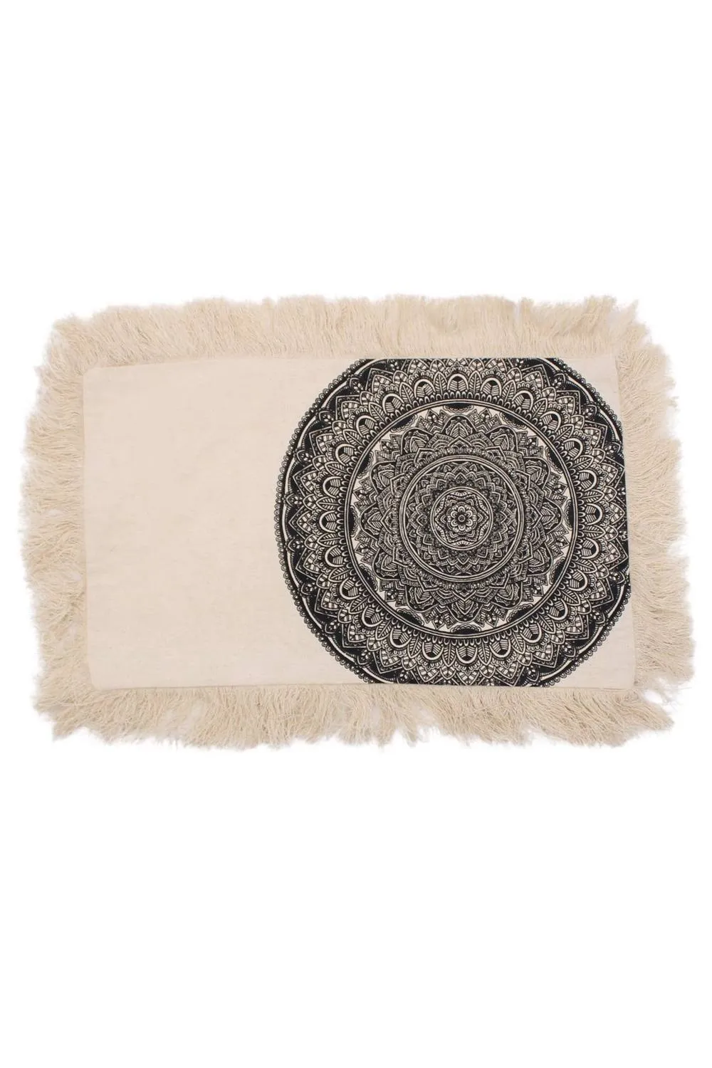 KDMD Traditional Mandala Cushion 30x50cm - Black, Elegant & Durable Decor in Cream