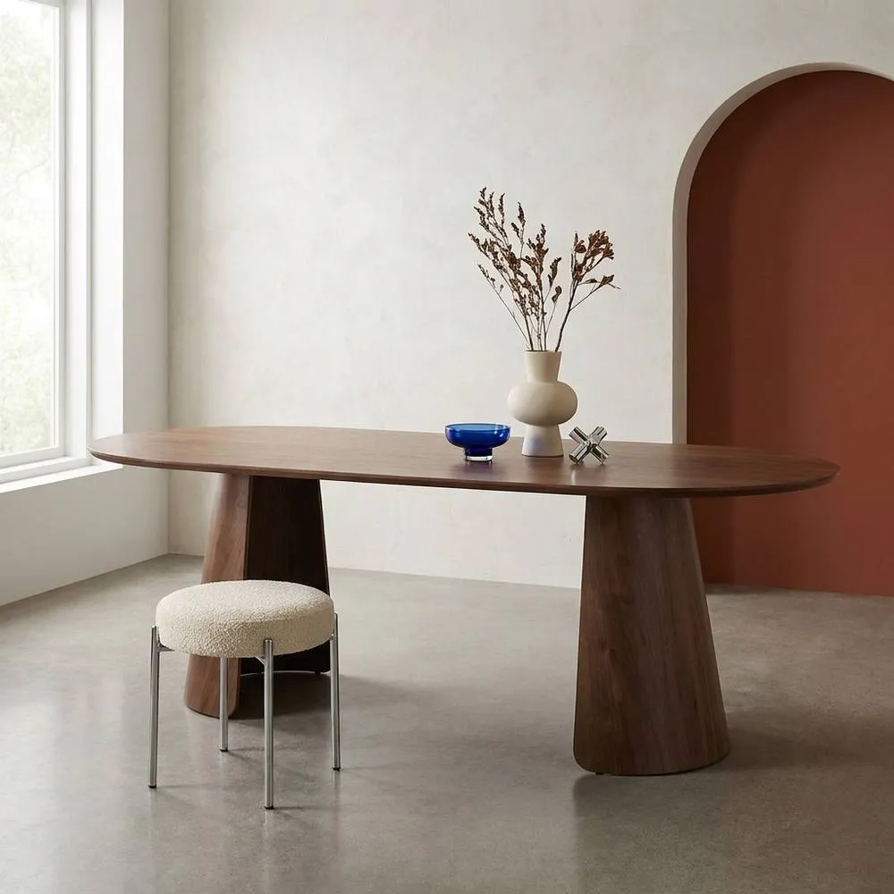 sweeek Oblong dining table for 8 people wood decor in Dark Brown