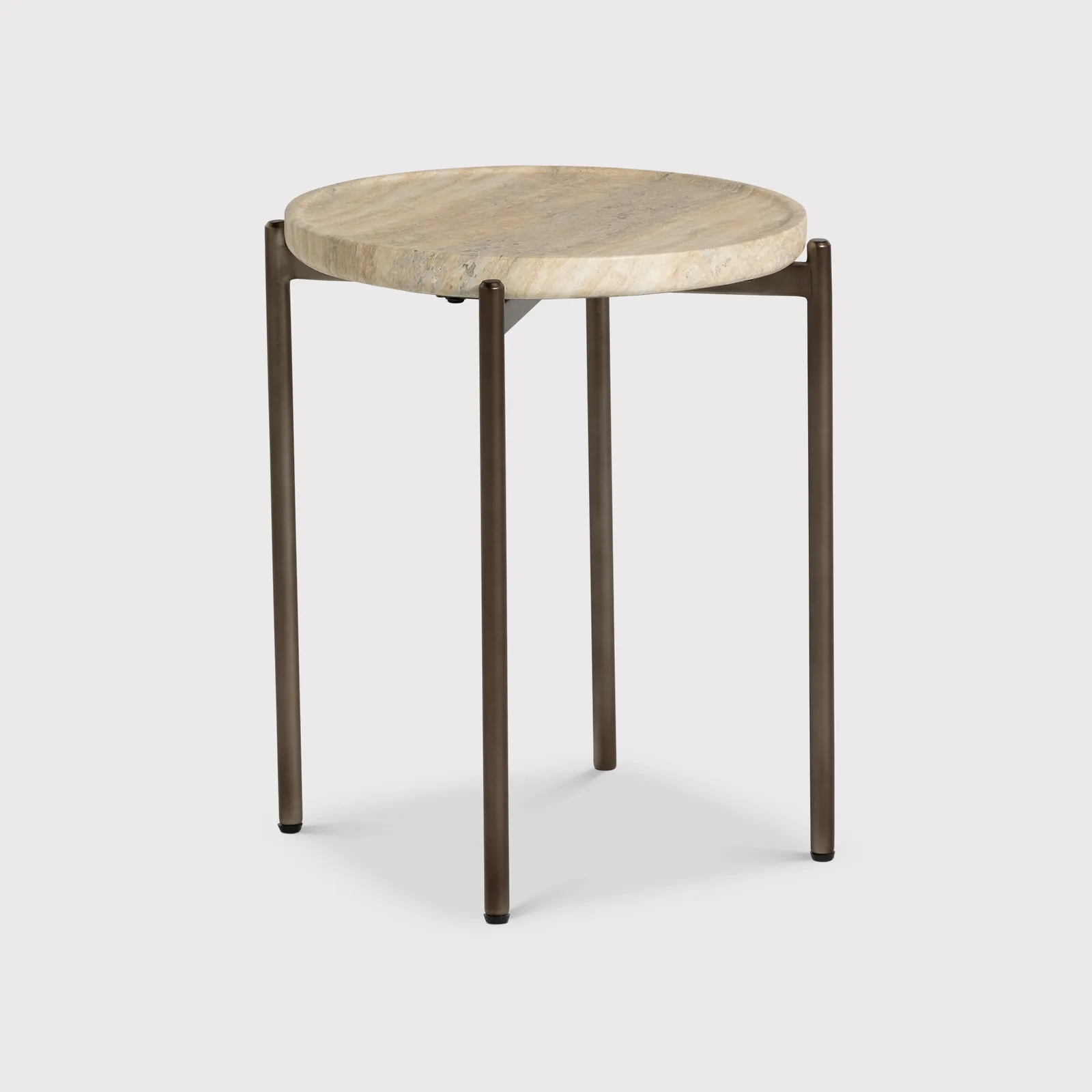 Ryde Low Dark Travertine Side Table, Round, Neutral | Barker & Stonehouse 2