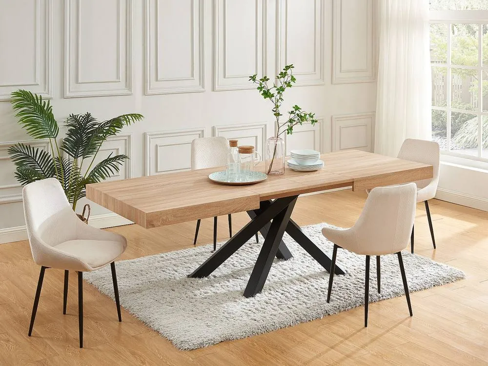 Vente-unique 6 - 10 Seater Extendable Dining Table - MDF & Metal - Natural and in Light Oak 5