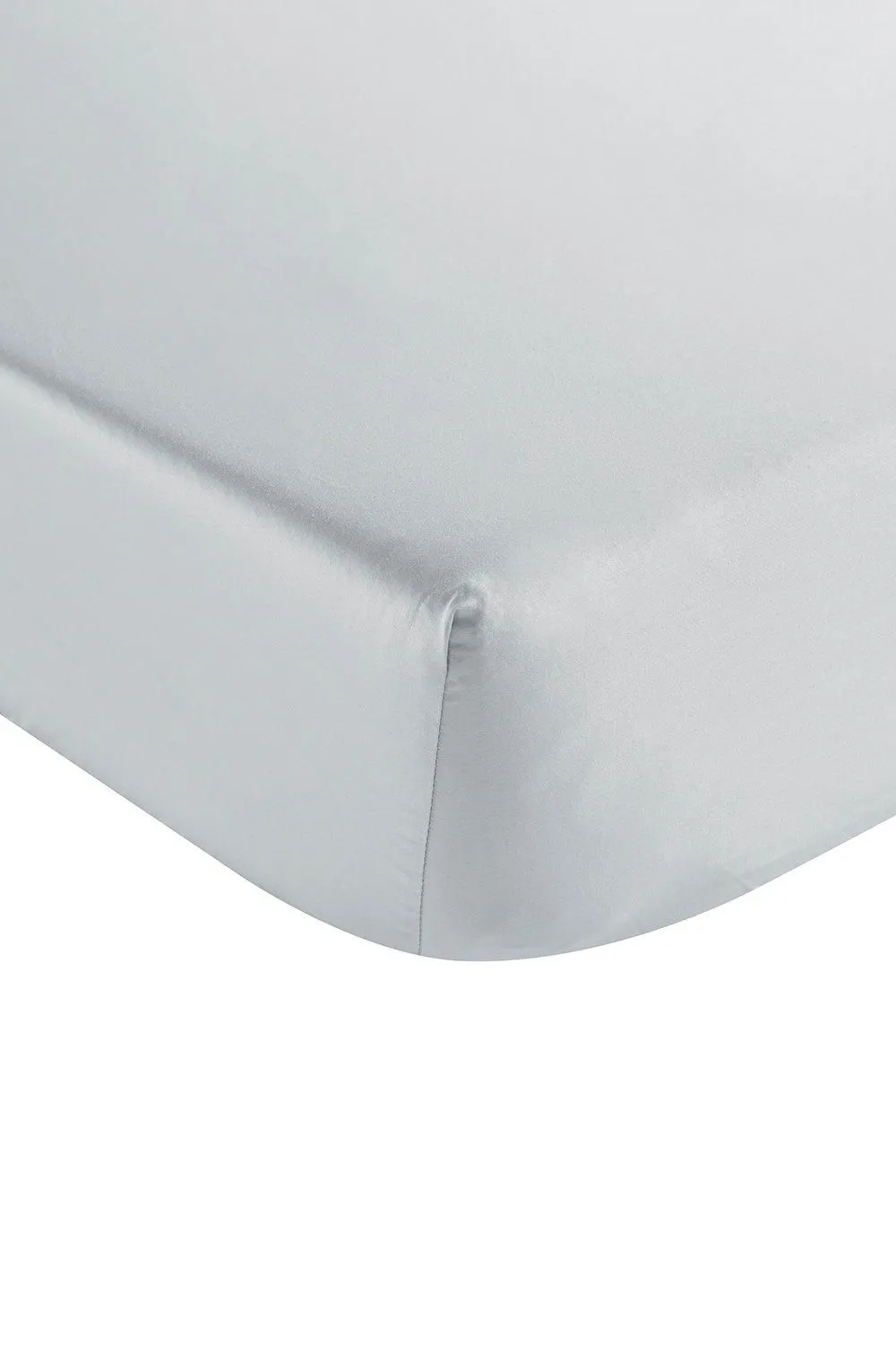 CHRISTY 400TC Luxury Cotton Sateen Plain Dye Bedding Fitted Sheets in Light Grey 1