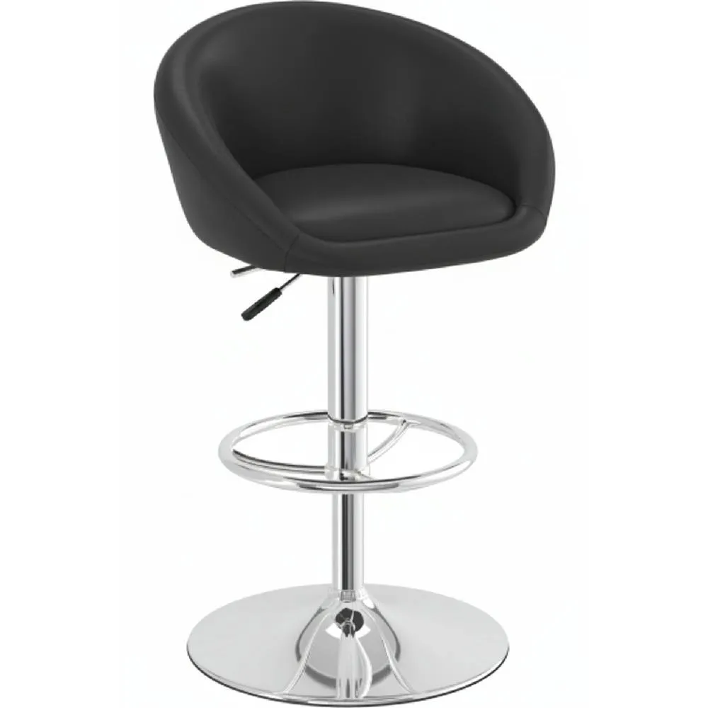 netfurniture Lombardy Kitchen Breakfast Bar Stool - Black Seat Chrome Frame