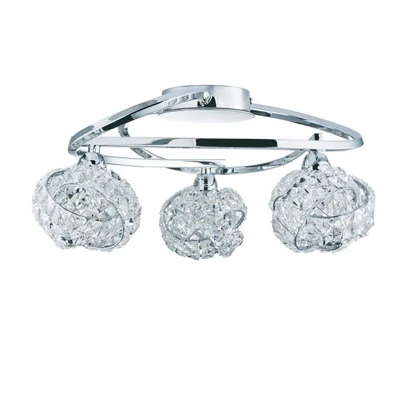 Cecilie 3 Light Crystal Semi Flush Ceiling Light 6