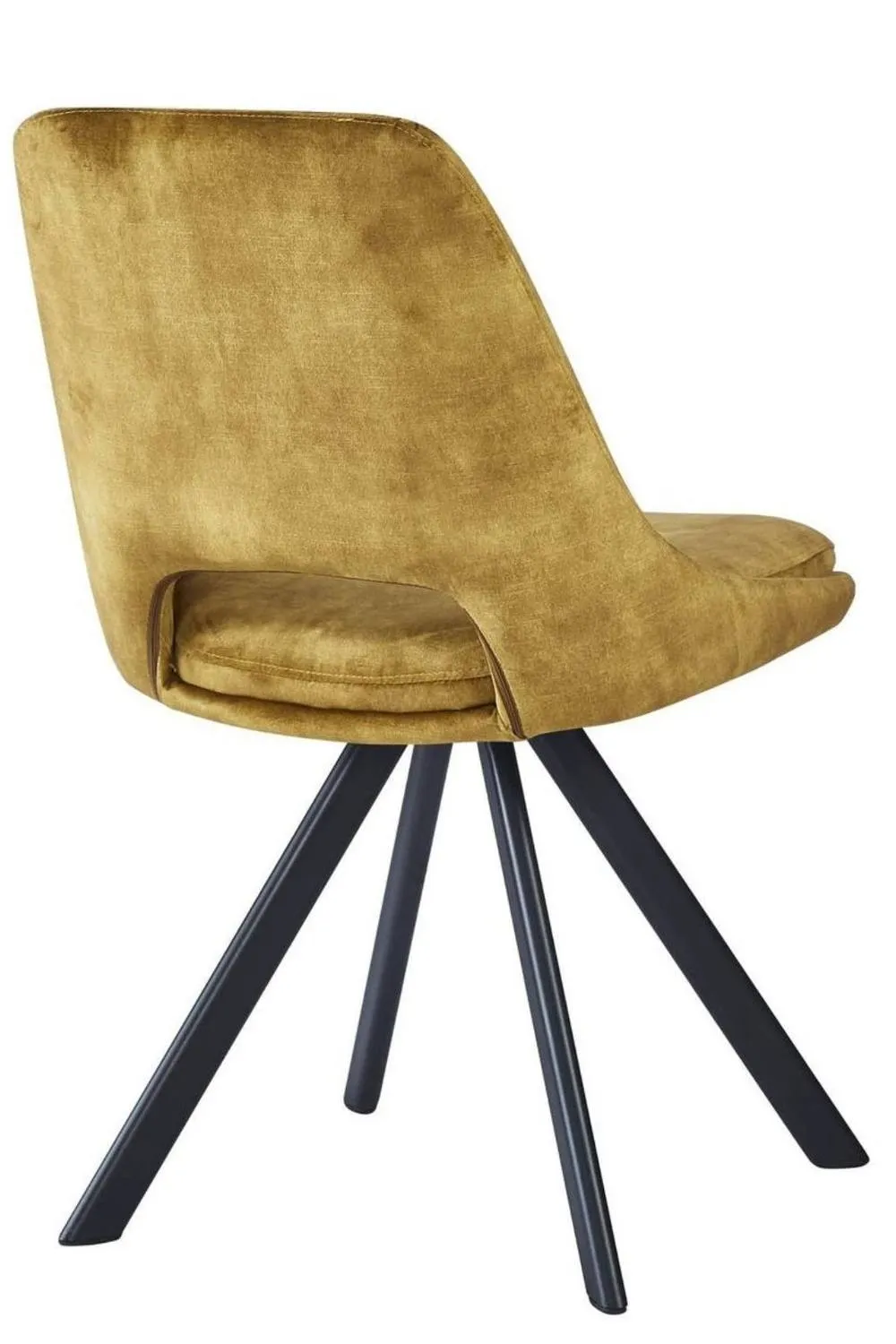 IH Design Flookburgh Mustard Velvet Swivel Dining Chairs Set of 2 5