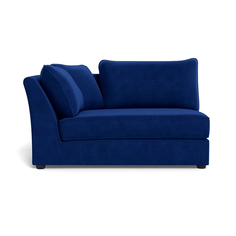 Heal's Tailor Large Curved Left Hand Facing Corner Unit Smart Luxe Velvet Azure Black Feet