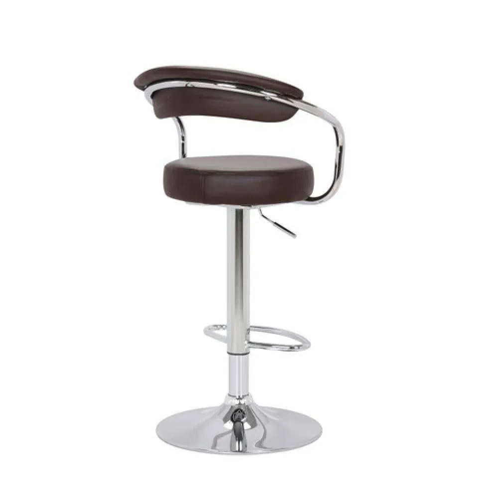 netfurniture Pinnacle Brown Padded Kitchen Bar Stool Adjustable Height With Arms 4