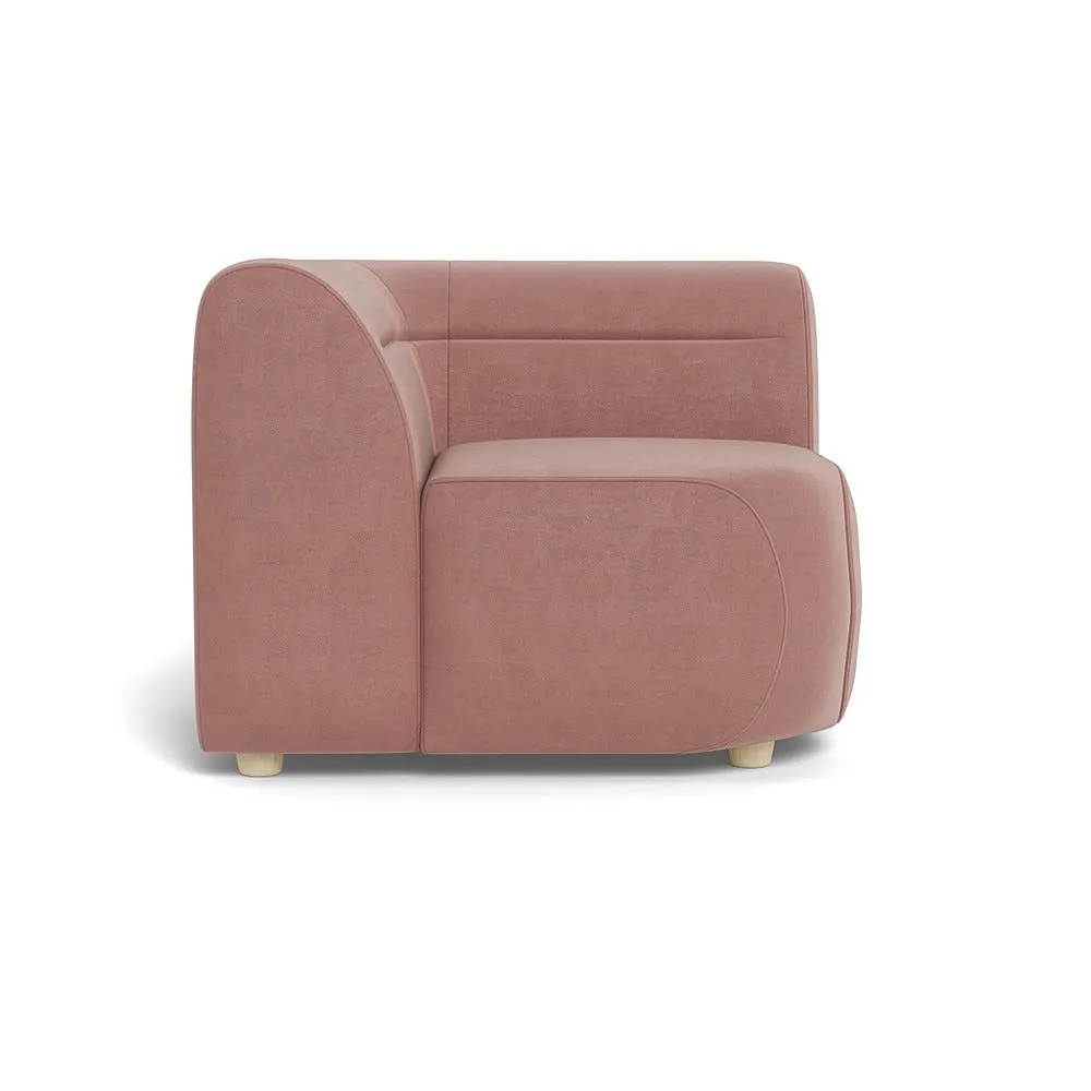 Heal's Lilli Connecting Corner Unit Smart Luxe Velvet Dusky Pink Natural Beech Feet 1
