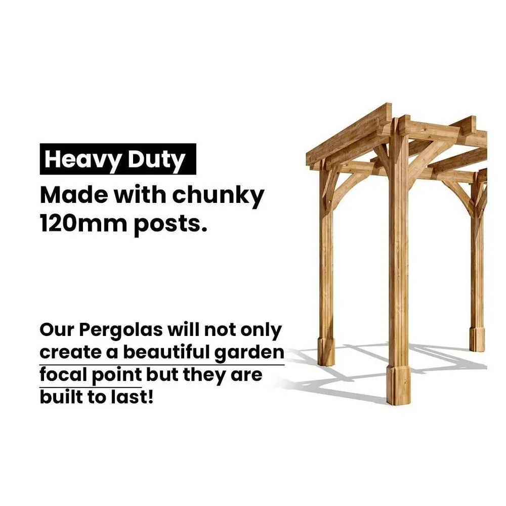 Dunster House Wooden Pergola Garden 6x3m Pressure Treated Heavy Duty Leviathan in Brown 6