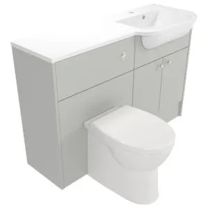 Deccado Benham Whisper Grey Right Hand 1200mm Fitted Vanity & Toilet Pan Unit Combination with Right Hand Basin 2
