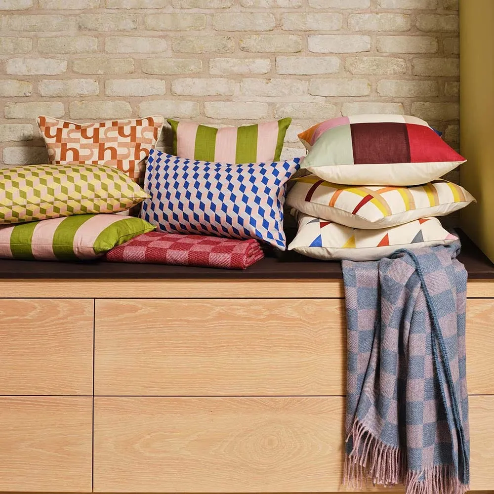 Heal's Cabana Stripe Printed Cushion Pink & Green Square 4